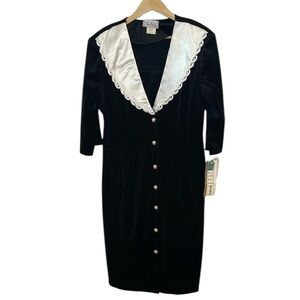 Miss Dorby Velvet Dress White Satin Collar, 16